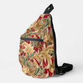 Rich Rokoko Acanthus Leaf Pattern/Rot & Grün Crossbody Bag (Rechte Ecke)