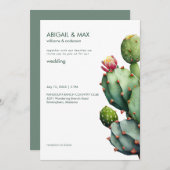 Rich Sage Tropical Cactus Modern Wedding Einladung (Vorne/Hinten)