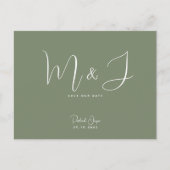 Rich Sage Wedding Save the Date Postkarte (Vorderseite)