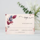 Rich Soft Aquamarin Fall Gem Bold Jewel Tone Weddi RSVP Karte (Stehend Vorderseite)