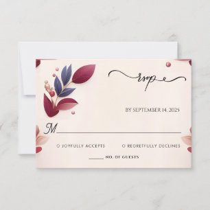 Rich Soft Aquamarin Fall Gem Bold Jewel Tone Weddi RSVP Karte