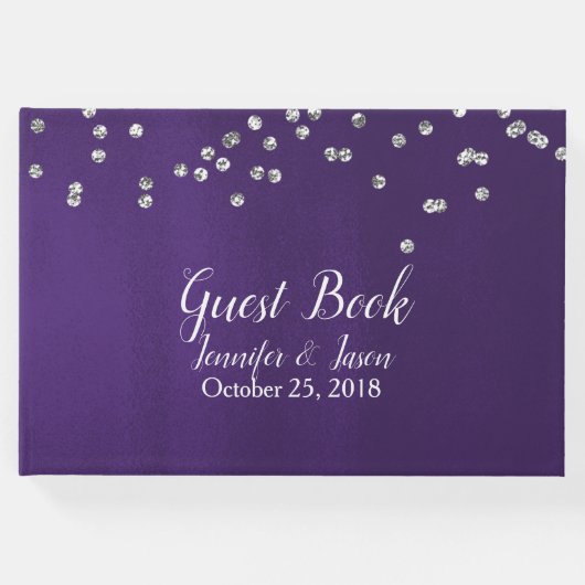 Rich Ultra Violet mit Glitzern Wedding Guest Book Gästebuch (Vorderseite)