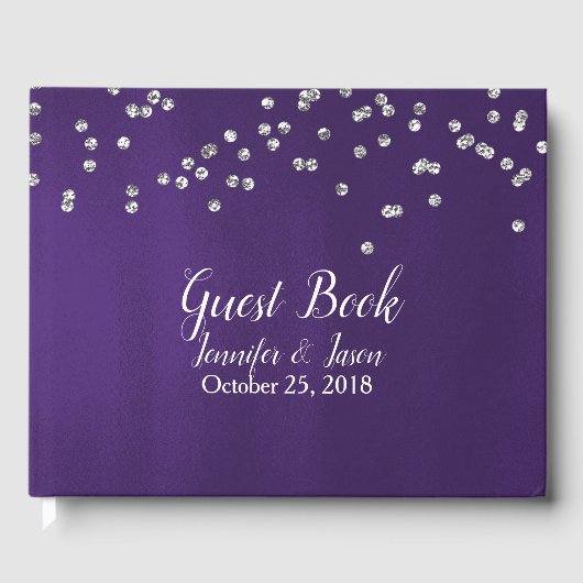 Rich Ultra Violet mit Glitzern Wedding Guest Book Gästebuch (Vorderseite)