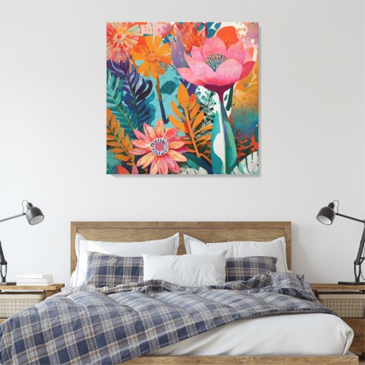 Rich und lebendig florales Acryl, fett botanisch Leinwanddruck (Insitu (Schlafzimmer))