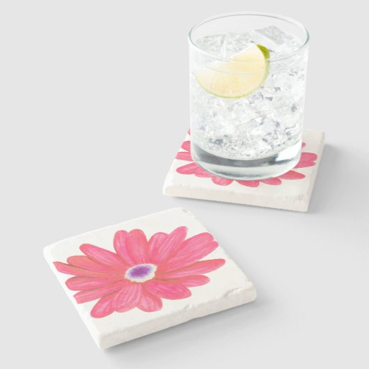 Rich Vibrant Red Flower Steinuntersetzer (Seitenansicht)