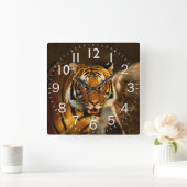 Rich Vibrant Tiger Quadratische Wanduhr (Zuhause)