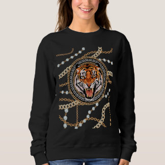 Rich Wild Tiger mit gedruckten Goldketten & Diamon Sweatshirt