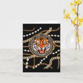 Rich Wild Tiger With Printed Gold Chains & Dia Karte (Gelbe Blume)