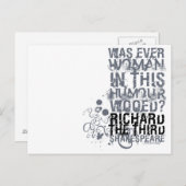 Richard III Wooed Quote (B&W) Postkarte (Vorne/Hinten)