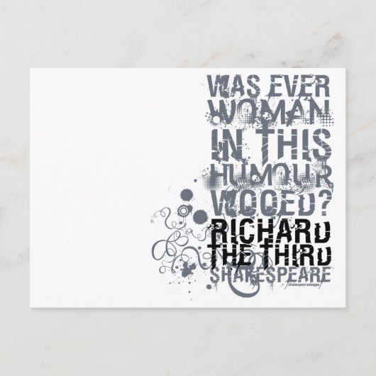 Richard III Wooed Quote (B&W) Postkarte (Vorderseite)