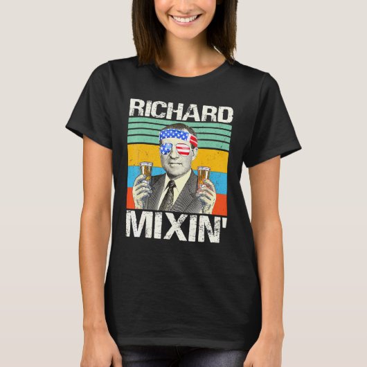 Richard Mixin 4. Juli Richard Nixon Drinking P T-Shirt (Vorderseite)