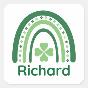 Richard Name Clover Boho Regenbogen Quadratischer Aufkleber