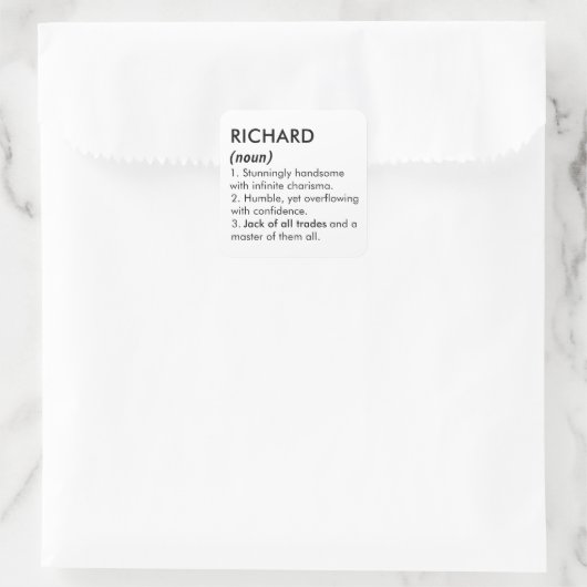 Richard name, Editable name, Custom name Quadratischer Aufkleber (Tasche)