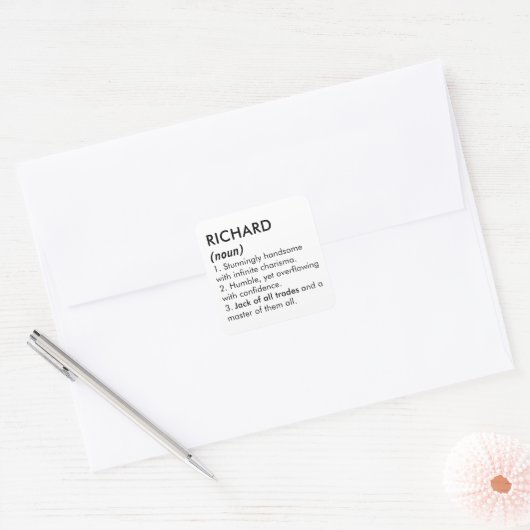Richard name, Editable name, Custom name Quadratischer Aufkleber (Umschlag)