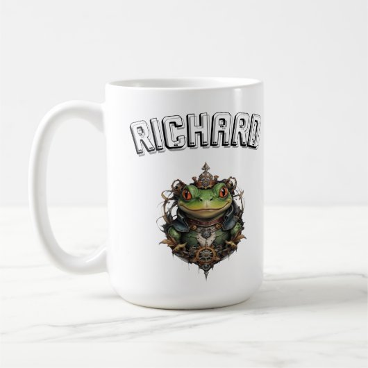 Richard Name Mit Steampunk-Frosch Kaffeetasse (Links)