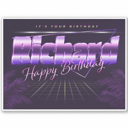 Richard Name Vorname lila retro Sticker Geburtstag (Vorderseite)