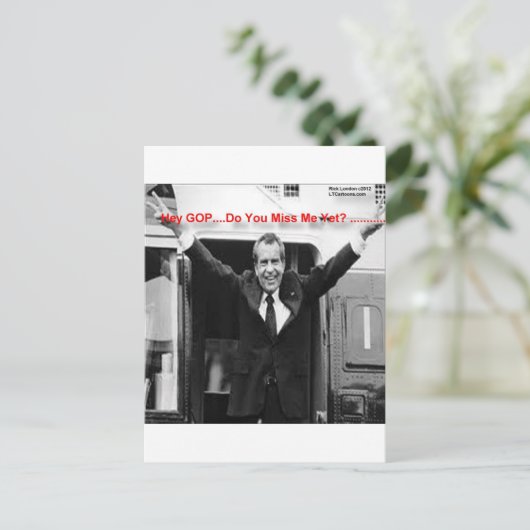 Richard Nixon "Miss Me yet?" Funny Gifts & T-Shirt Postkarte (Stehend Vorderseite)