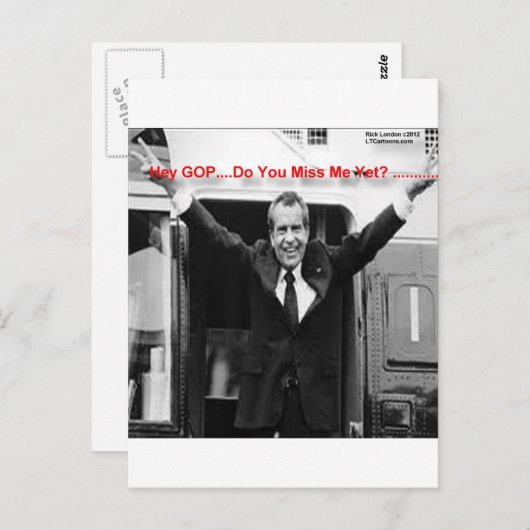 Richard Nixon "Miss Me yet?" Funny Gifts & T-Shirt Postkarte (Vorne/Hinten)