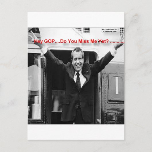 Richard Nixon "Miss Me yet?" Funny Gifts & T-Shirt Postkarte (Vorderseite)