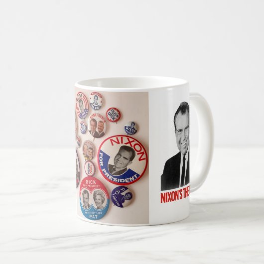 Richard- Nixonknopf-Kollektor-Tasse Kaffeetasse (VorderseiteRechts)