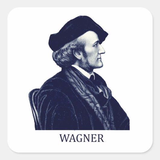 Richard Wagner, blau Quadratischer Aufkleber (Vorderseite)