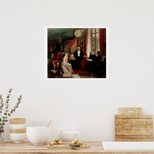 Richard Wagner mit Franz Liszt und Liszt-Tochter Poster (Küche)