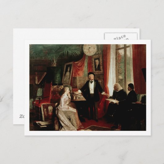 Richard Wagner mit Franz Liszt und Liszt-Tochter Postkarte (Vorne/Hinten)