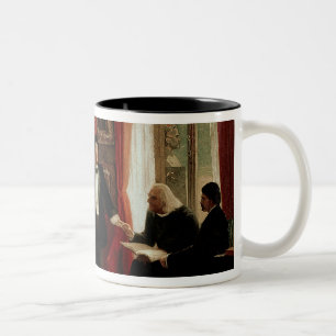 Richard Wagner mit Franz Liszt und Liszts daught Zweifarbige Tasse
