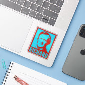 Richard Wagner Pop Art Portrait Custom Cut Vinyl Aufkleber (Laptop mit iPhone)