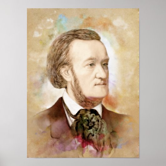 Richard Wagner Portrait im Aquarell Style Poster (Vorne)