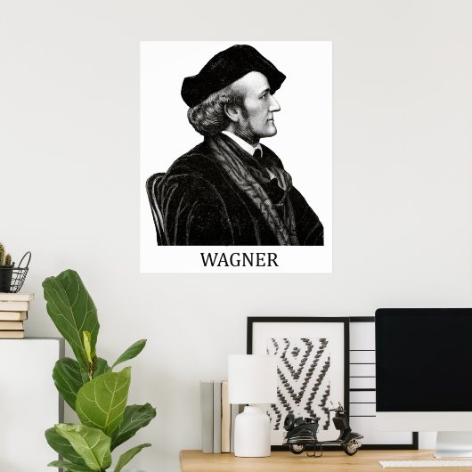 Richard Wagner, schwarz Poster (Heimbüro)