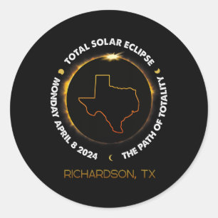 Richardson Total Solar Eclipse 2024 April 04.08.24 Runder Aufkleber