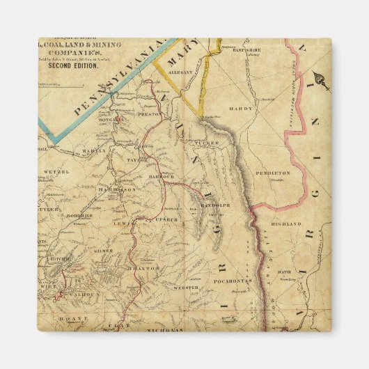 Richardsons Karte von West Virginia Magnet (Vorne)