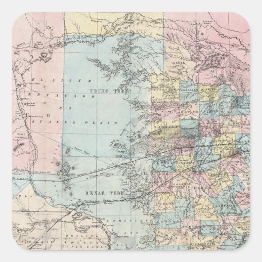 Richardsons neue Karte des Staat von Texas Quadratischer Aufkleber (Vorderseite)