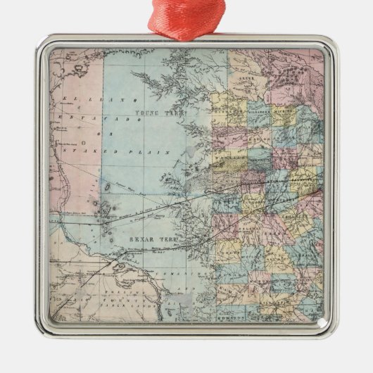 Richardsons neue Karte des Staat von Texas Silbernes Ornament (Vorne)