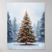 Richly Decorated Christmas Tree in Winter Poster (Vorne)