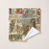 Richly Detailed Vintag Father Christmas Collage Badhandtuch Set (Waschlappen)