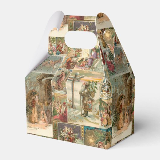 Richly Detailed Vintag Father Christmas Collage Geschenkschachtel (Vorderseite)