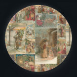 Richly Detailed Vintag Father Christmas Collage Pappteller<br><div class="desc">Elegante,  detailreich und aufwändig Vintage Urlaubssammlung mit nahtlosem Muster restaurierter Viktorianischer Weihnachtskarten mit Szenen von Weihnachten im Schnee,  mit Kindern,  mit Engeln und in seinem Schlitten mit goldenen und silbernen Highlights und Verzierungen.</div>