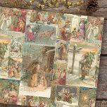 Richly Detailed Vintag Father Christmas Collage Seidenpapier<br><div class="desc">Elegante,  detailreich und aufwändig Vintage Urlaubssammlung mit nahtlosem Muster restaurierter Viktorianischer Weihnachtskarten mit Szenen von Weihnachten im Schnee,  mit Kindern,  mit Engeln und in seinem Schlitten mit goldenen und silbernen Highlights und Verzierungen. Geeignet für Decodierung.</div>
