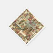 Richly Detailed Vintag Father Christmas Collage Serviette (Ecke)