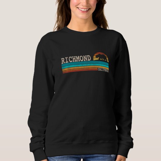 Richmond California State Bear Retro Sunset   Sweatshirt (Vorderseite)
