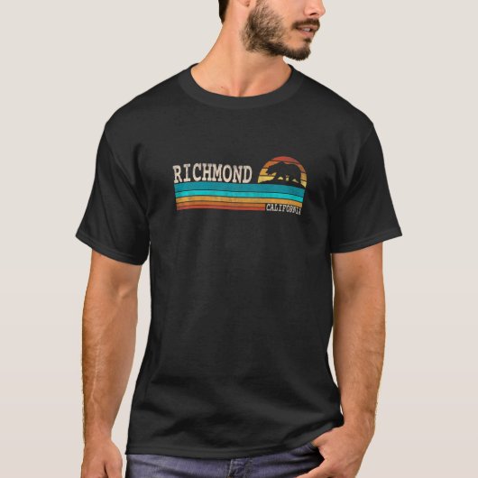 Richmond California State Bear Retro Sunset T-Shirt (Vorderseite)