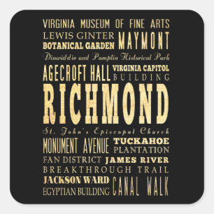 Richmond City if Virginia Typografy Art Quadratischer Aufkleber