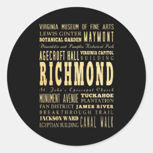 Richmond City if Virginia Typografy Art Runder Aufkleber