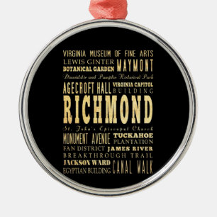 Richmond City Virginia Typografie Kunst Silbernes Ornament