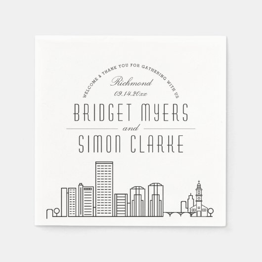 Richmond Deko Skyline | Hochzeitsveranstaltung Nap Serviette (Vorderseite)