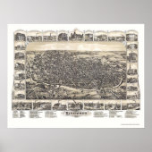 Richmond, IN Panorama Karte - 1884 Poster (Vorne)