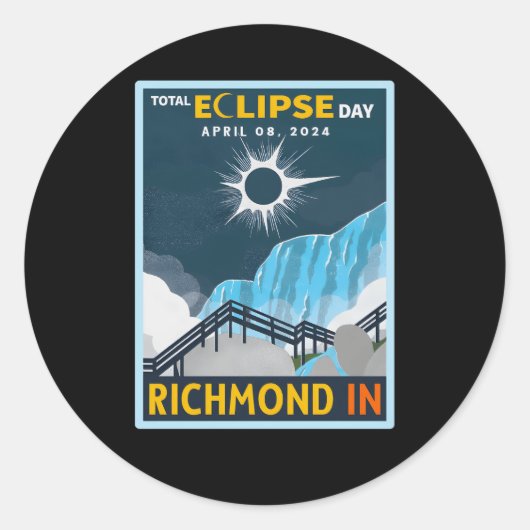 Richmond Indiana in Total Solar Eclipse 2024 Runder Aufkleber (Vorderseite)