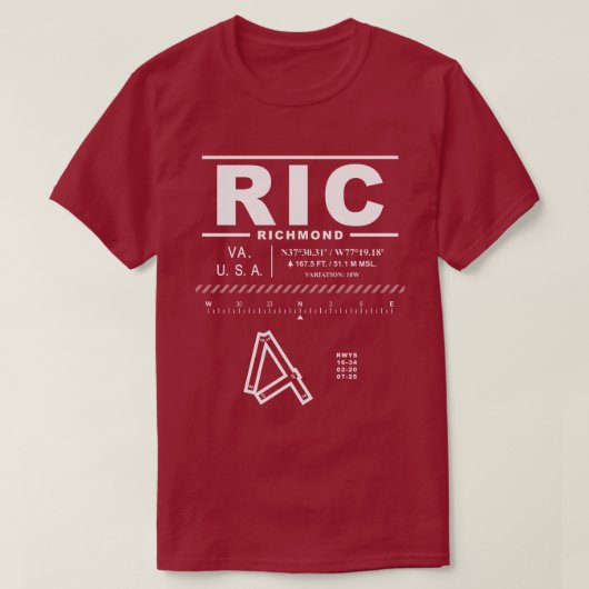 Richmond International Airport RIC T - Shirt (Design vorne)